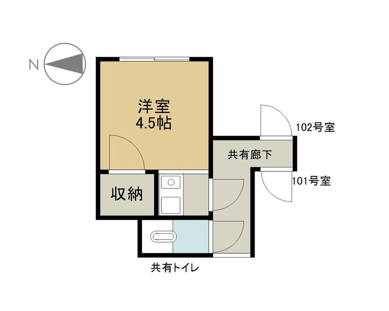五月荘(ワンルーム/1階)の間取り写真