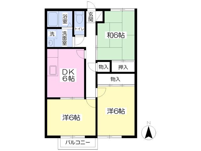 サニーフラット460(3DK/2階)の間取り写真