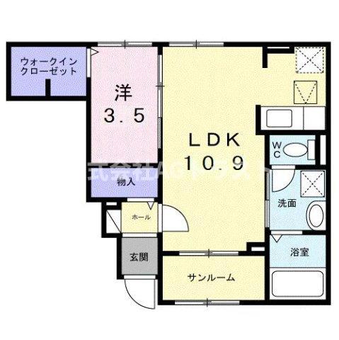 カーサ・ヴェルデ(1LDK/1階)の間取り写真