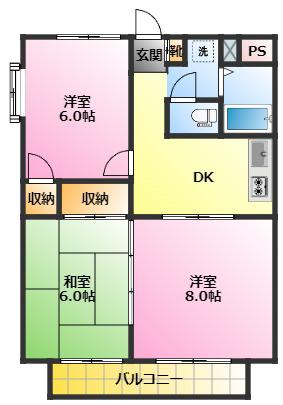 アメニティFM(3K/2階)の間取り写真