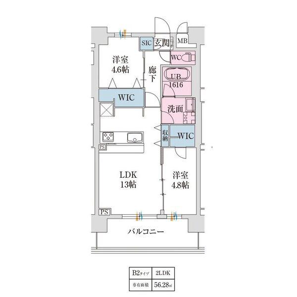 スプランディッド難波VII(2LDK/11階)の間取り写真