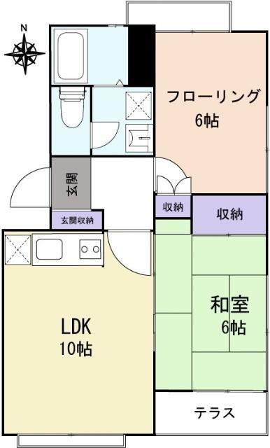 ＪＲ南武線 西国立駅 徒歩9分 4階建 築38年(2LDK/1階)の間取り写真
