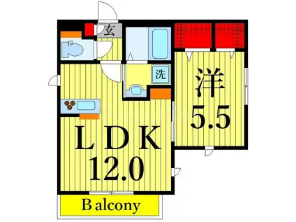 メゾンベール桜(1LDK/1階)の間取り写真