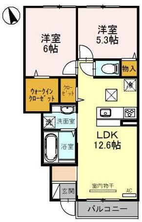 ＪＲ姫新線 播磨高岡駅 徒歩38分 2階建 築10年(2LDK/1階)の間取り写真