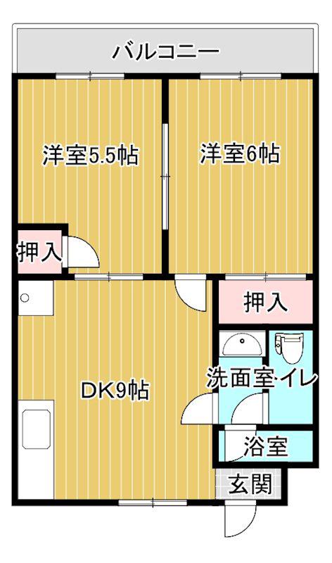 サニーコート惣開(2DK/2階)の間取り写真