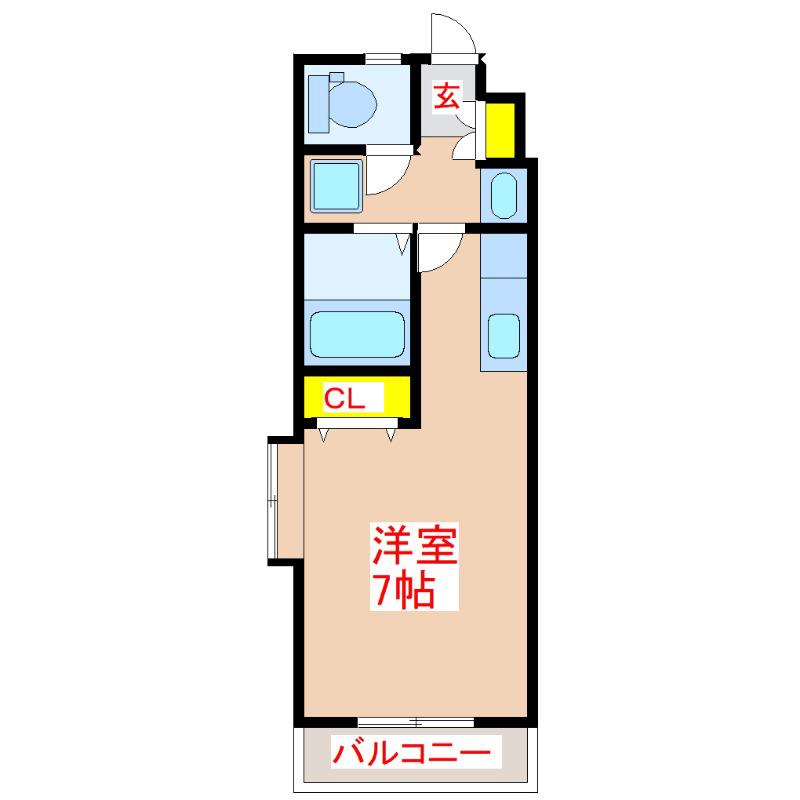 ビバリーズ21 B棟(ワンルーム/2階)の間取り写真