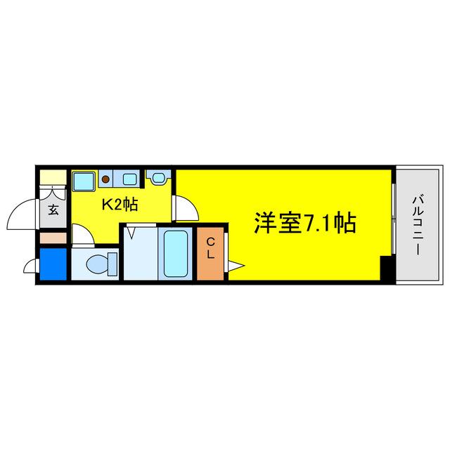 クリエイト21アテンドル梅田(1K/2階)の間取り写真