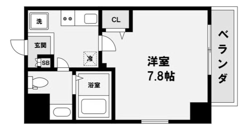 ヒルズ夕陽丘(1K/7階)の間取り写真