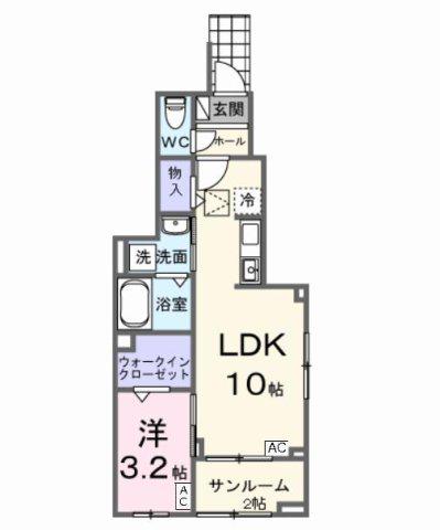 ソルジエンテ(1LDK/1階)の間取り写真