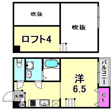ラネージュ尼崎(1K/1階)の間取り写真
