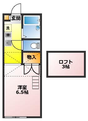 プリムヴェール(1K/2階)の間取り写真