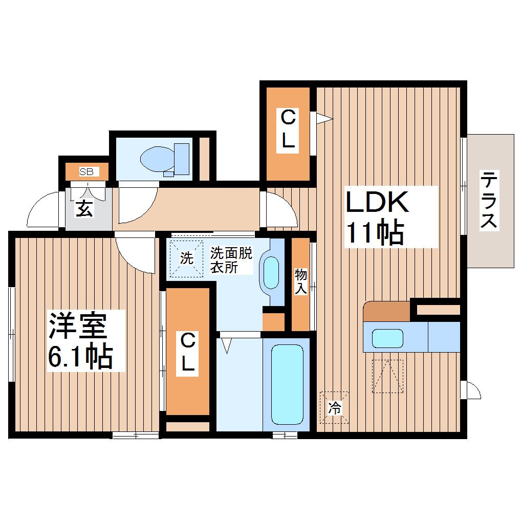 セジュール ハナ(1LDK/1階)の間取り写真
