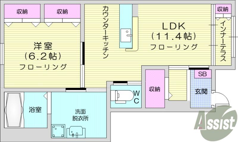 サン フィールド(1LDK/1階)の間取り写真