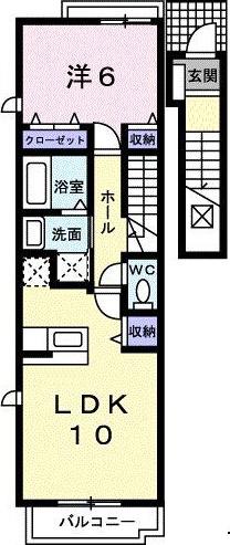 ヴィラ・シャンテ A(1LDK/2階)の間取り写真