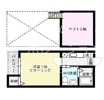 エトレーヌ吉塚(1K/1階)の間取り写真