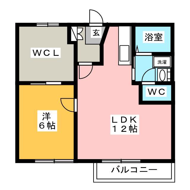 フルール B(1LDK/2階)の間取り写真