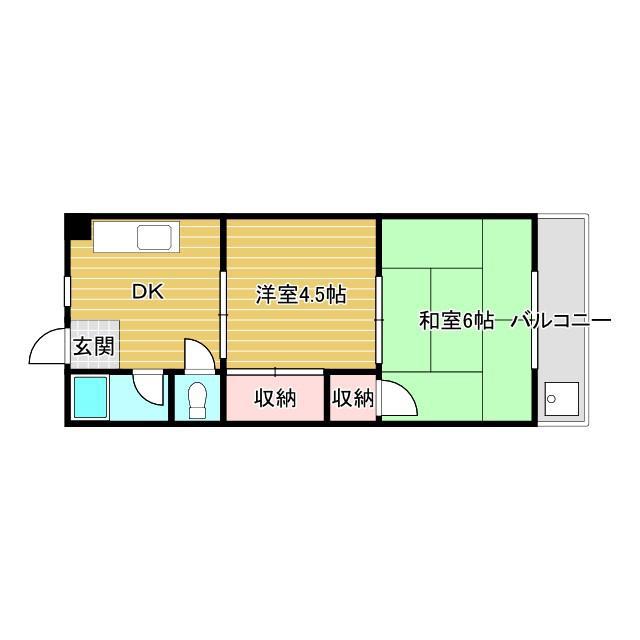 米山マンション(2DK/2階)の間取り写真