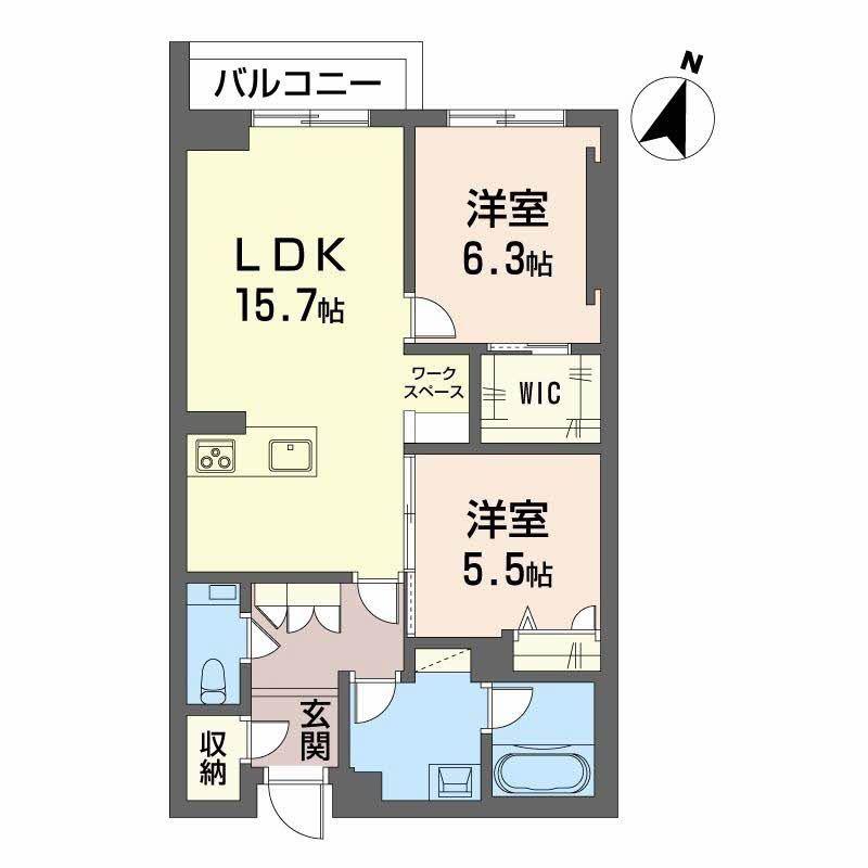 AZUR米山(2LDK/3階)の間取り写真