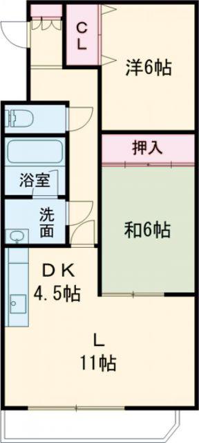 ロイヤルシティ弐番館青柳(2LDK/4階)の間取り写真