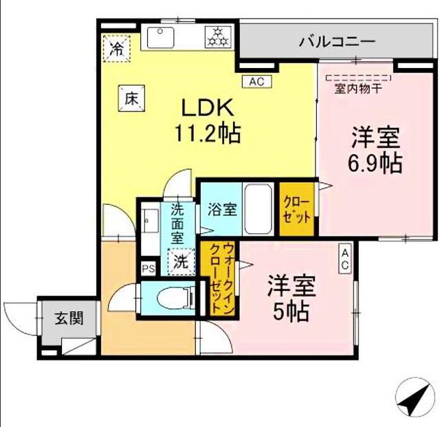 D PAINA 菅A(2LDK/1階)の間取り写真
