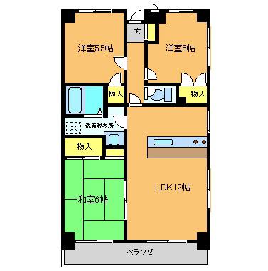 サルヴェK都紀和(3LDK/3階)の間取り写真