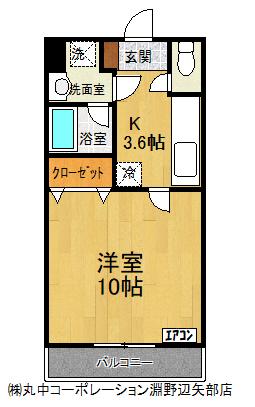 ウィステリア・フルール(1K/1階)の間取り写真