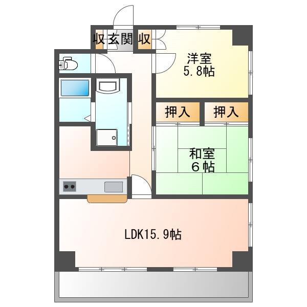 ハイム上所(3LDK/3階)の間取り写真