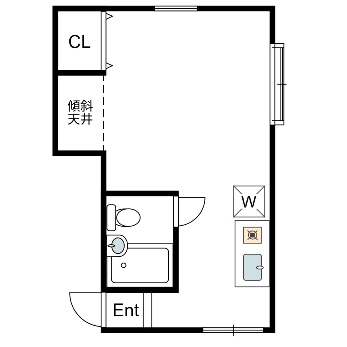 クァトロK・K(ワンルーム/1階)の間取り写真
