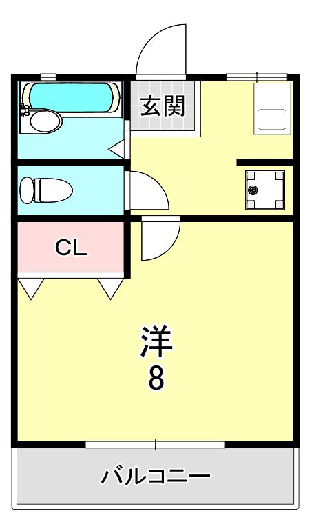 シャルマン六甲(1K/2階)の間取り写真
