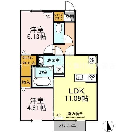 グランパルク東豊 B(2LDK/1階)の間取り写真