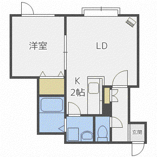 ヴェルソー(1LDK/2階)の間取り写真