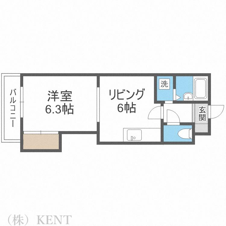 フィオーレセレスト(1DK/4階)の間取り写真