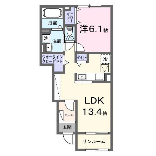 ステラ守山(1LDK/1階)の間取り写真