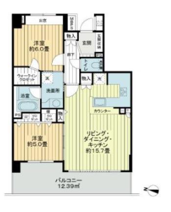 ライオンズマンション門前仲町古石場(2LDK/3階)の間取り写真