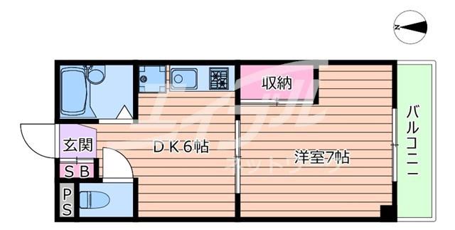 きむらマンション(1DK/6階)の間取り写真