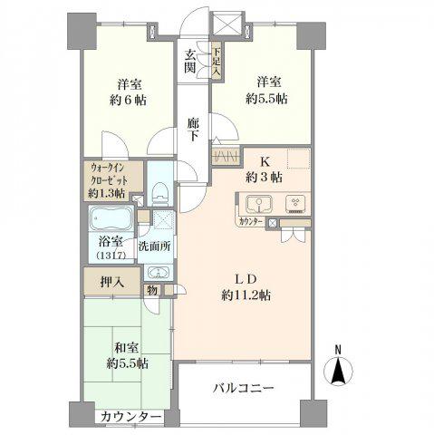 クレストフォルム錦糸町(3LDK/6階)の間取り写真