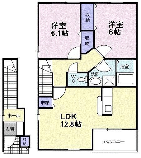 ビエント紫風 III(2LDK/2階)の間取り写真