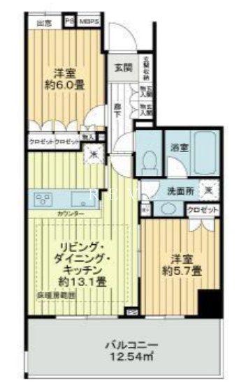 ライオンズ墨田押上(2LDK/2階)の間取り写真
