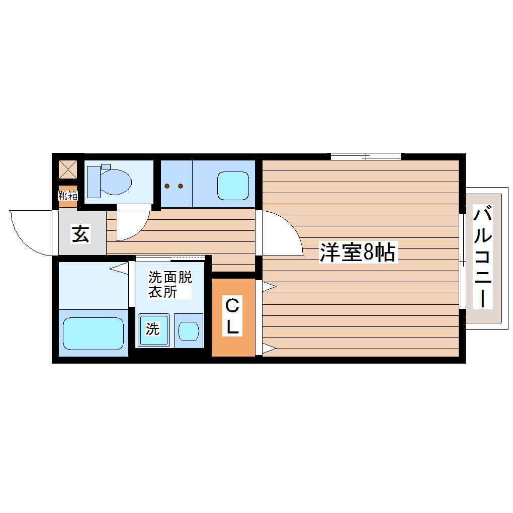 レジデンス薬師堂B棟(1K/1階)の間取り写真