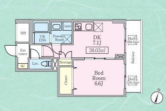 THE ROOM(1DK/6階)の間取り写真