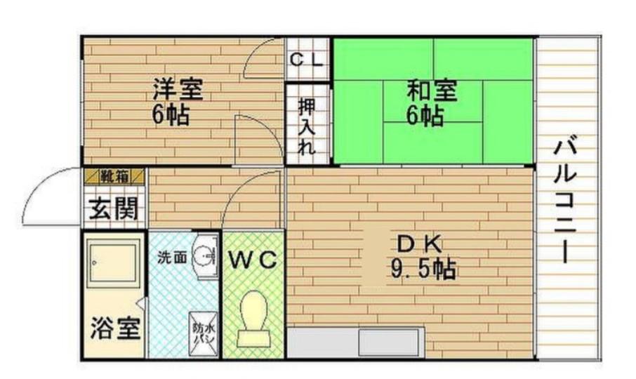 サニーサイドIII(2DK/2階)の間取り写真