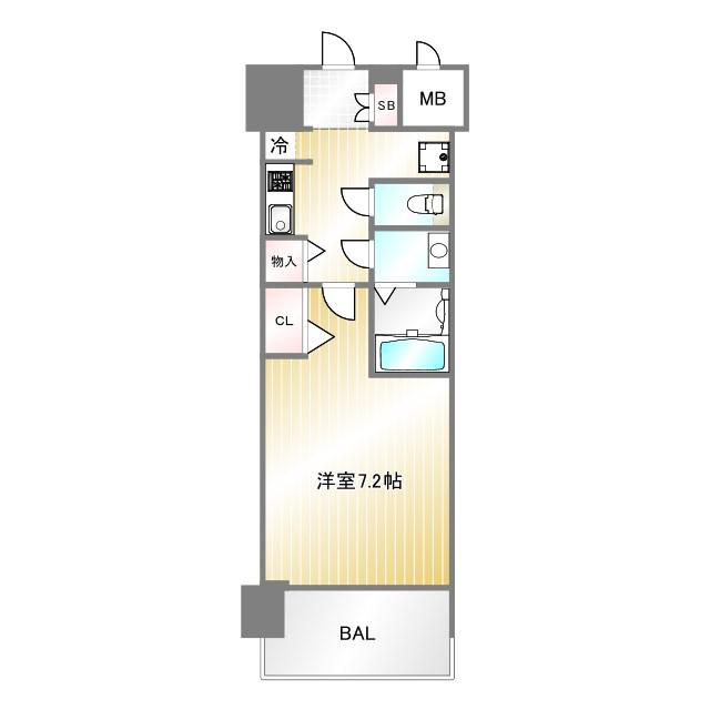 W-STYLE神戸II(1K/2階)の間取り写真