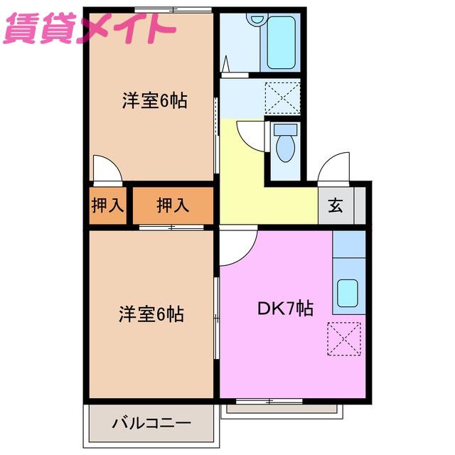 エスポールみくり(2DK/1階)の間取り写真