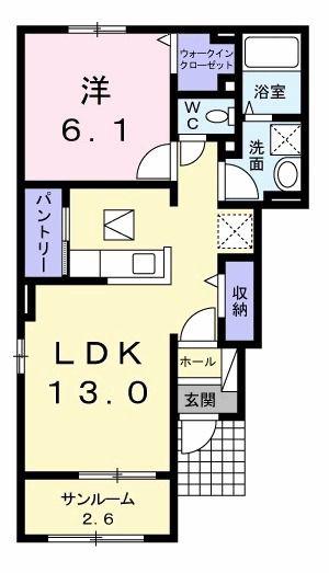 マーベラスキキ B(1LDK/1階)の間取り写真