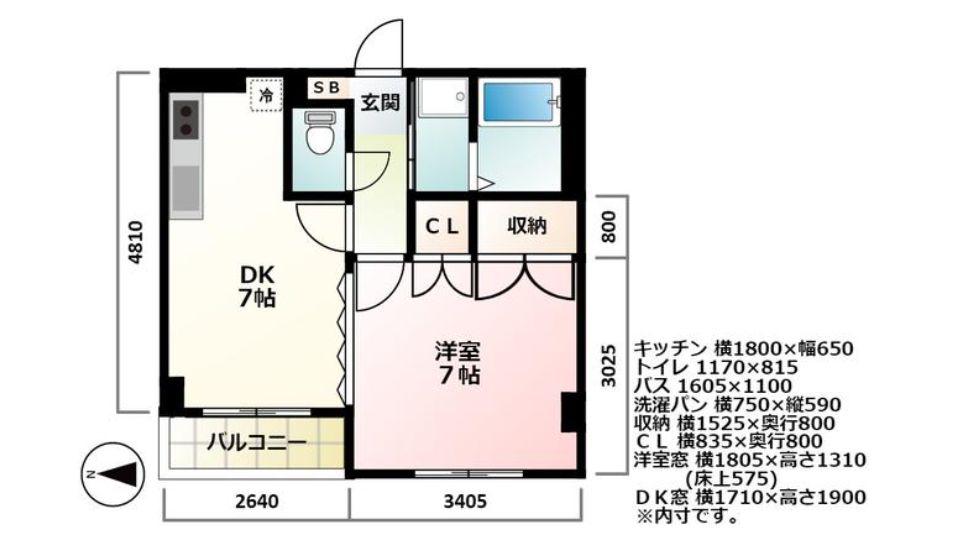 亀戸1丁目貸マンション(1DK/2階)の間取り写真