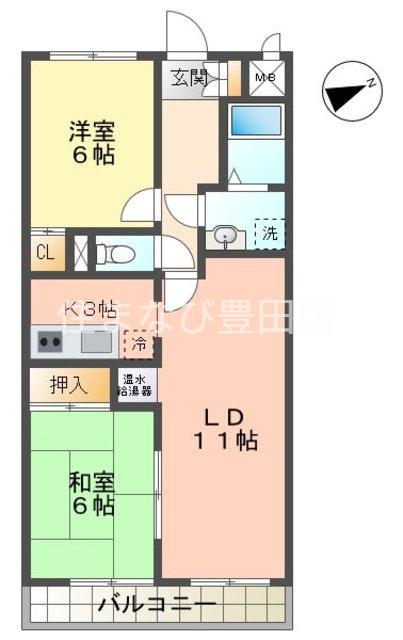 CASA ELEVATO(2LDK/1階)の間取り写真
