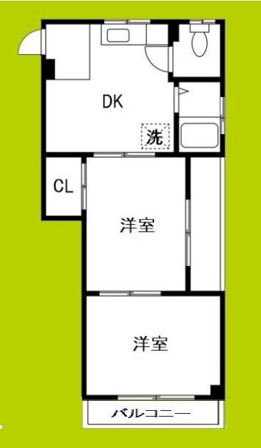 南津守冨士ハイツ(2DK/1階)の間取り写真