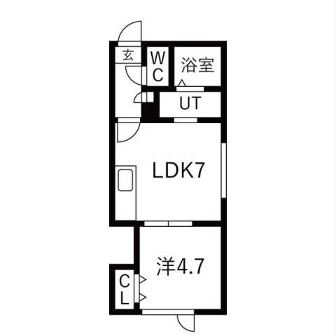 ライズ白石(1LDK/2階)の間取り写真