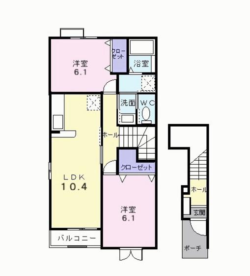 パークサイド ヴィラ II(2LDK/2階)の間取り写真