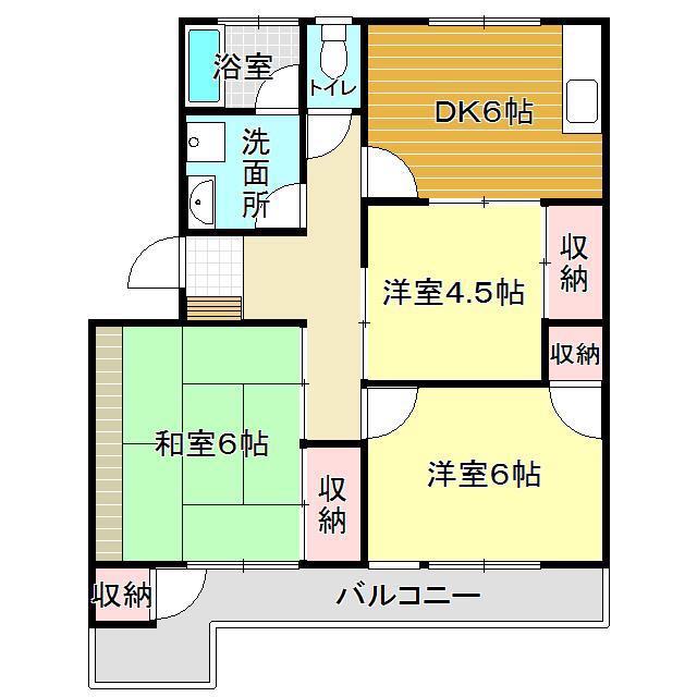 かみのマンション(3DK/1階)の間取り写真
